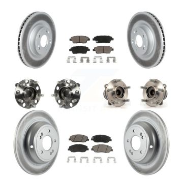 Front Rear Hub Bearing Coated Disc Brake Rotor & Pads Kit (10Pc) For Hyundai Genesis 3.8L KBB-120649