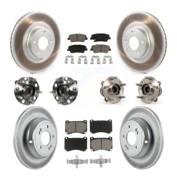 Front Rear Hub Bearing Coated Disc Brake Rotor & Pads Kit (10Pc) For Hyundai Genesis 4.6L KBB-120650
