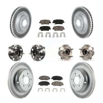 Front Rear Hub Bearing Coated Disc Brake Rotor & Pads Kit (10Pc) For Hyundai Genesis 3.8L KBB-120651