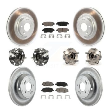 Front Rear Hub Bearing Coated Brake Rotor & Pads Kit (10Pc) For 2012 Hyundai Genesis 3.8L KBB-120652