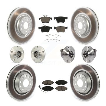 Front Rear Hub Bearing Coated Brake Rotor Pads Kit (10Pc) For 19-20 Volkswagen Arteon FWD KBB-120655
