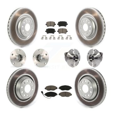 Front Rear Hub Bearings Coated Disc Brake Rotors And Pads Kit (10Pc) For Volkswagen GTI KBB-120656