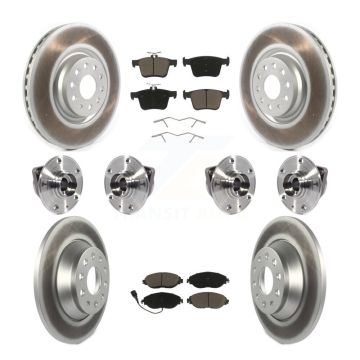 Front Rear Hub Bearing Coated Brake Rotor Pads Kit (10Pc) For 18-22 Volkswagen Tiguan AWD KBB-120660