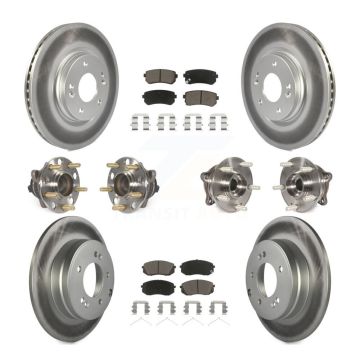 Front Rear Hub Bearing Coat Brake Rotor Pad Kit (10Pc) For 2016 Hyundai Sonata GAS engine KBB-120665