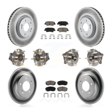 Front Rear Hub Bearing Coat Brake Rotor Pad Kit (10Pc) For 2016 Hyundai Sonata GAS engine KBB-120666
