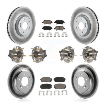 Front Rear Hub Bearing Coat Brake Rotor Pad Kit (10Pc) For 2015 Hyundai Sonata GAS engine KBB-120667