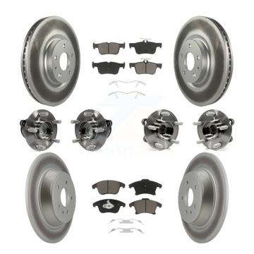 Front Rear Hub Bearing Coated Disc Brake Rotor Pad Kit (10Pc) For Ford Fusion Lincoln MKZ KBB-120676