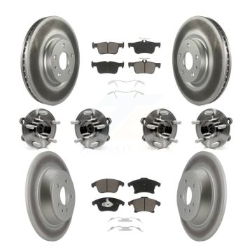 Front Rear Hub Bearing Coated Disc Brake Rotor And Ceramic Pad Kit (10Pc) For Lincoln MKZ KBB-120680