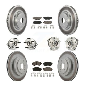 Front Rear Hub Bearings Coated Disc Brake Rotors And Pads Kit (10Pc) For Subaru Legacy KBB-120690