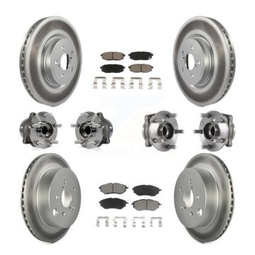 Front Rear Hub Bearing Coated Disc Brake Rotor & Pads Kit (10Pc) For Subaru Forester 2.0L KBB-120695