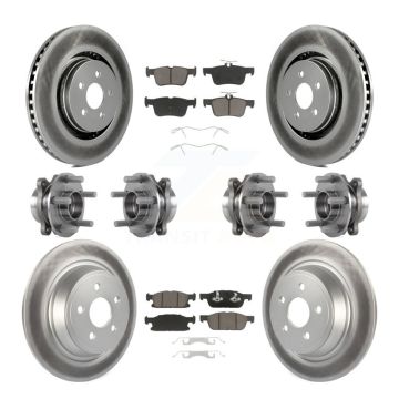 Front Rear Hub Bearing Coat Brake Rotor Pad Kit (10Pc) For Ford Edge Lincoln Nautilus MKX KBB-120704