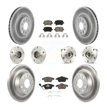 Front Rear Hub Bearing Coated Disc Brake Rotor & Pads Kit (10Pc) For Volkswagen CC Passat KBB-120707