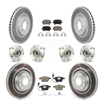 Front Rear Hub Bearings Coated Disc Brake Rotors And Pads Kit (10Pc) For Volkswagen CC KBB-120708