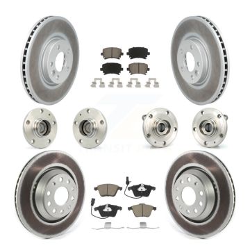 Front Rear Hub Bearings Coated Disc Brake Rotors And Pads Kit (10Pc) For Volkswagen CC KBB-120709
