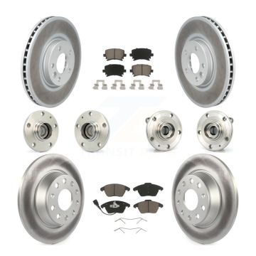 Front Rear Hub Bearings Coated Disc Brake Rotors And Pads Kit (10Pc) For Volkswagen CC KBB-120710