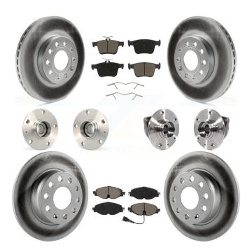 Front Rear Hub Bearing Coated Disc Brake Rotors And Pads Kit (10Pc) For 2016 Audi A3 2.0L KBB-120712