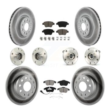 Front Rear Hub Bearing Coated Brake Rotor Pads Kit (10Pc) For 2012-2014 Volkswagen Passat KBB-120713