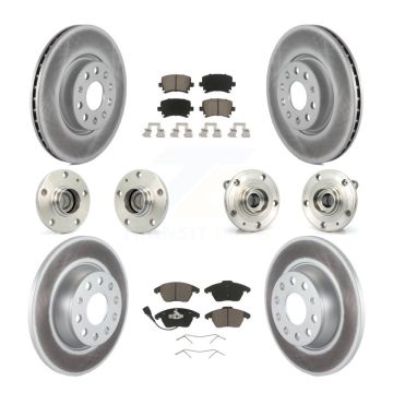 Front Rear Hub Bearing Coated Disc Brake Rotor & Pad Kit (10Pc) For Volkswagen Passat Eos KBB-120716