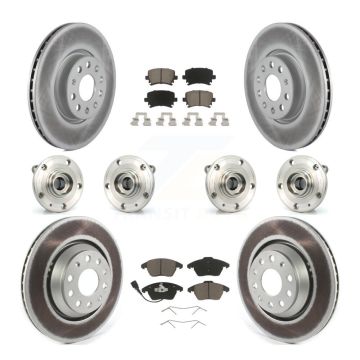 Front Rear Hub Bearing Coat Brake Rotor Pad Kit (10Pc) For 09-10 Volkswagen Passat CC AWD KBB-120718