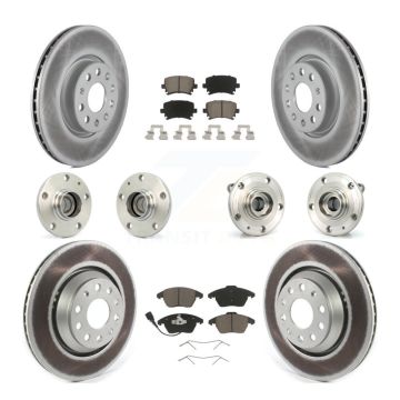 Front Rear Hub Bearing Coat Brake Rotor Pad Kit (10Pc) For 09-10 Volkswagen Passat CC FWD KBB-120719