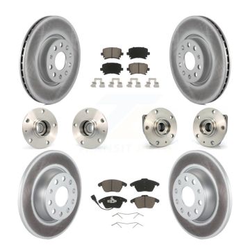 Front Rear Hub Bearings Coated Disc Brake Rotors And Pads Kit (10Pc) For Volkswagen GTI KBB-120720