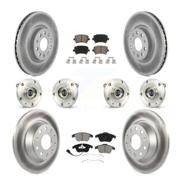 Front Rear Hub Bearing Coated Brake Rotor & Pads Kit (10Pc) For Volkswagen Tiguan Audi Q3 KBB-120723