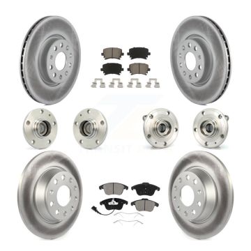Front Rear Hub Bearing Coated Brake Rotor & Pads Kit (10Pc) For Volkswagen Tiguan Audi Q3 KBB-120724