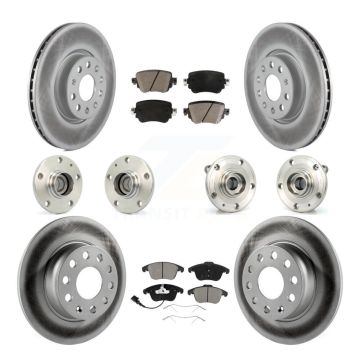 Front Rear Hub Bearing Coated Disc Brake Rotors And Pads Kit (10Pc) For Volkswagen Passat KBB-120726