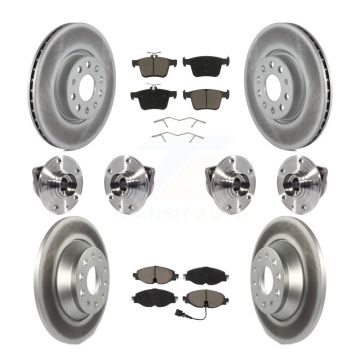 Front Rear Hub Bearings Coated Disc Brake Rotors And Pads Kit (10Pc) For Audi TT Quattro KBB-120728