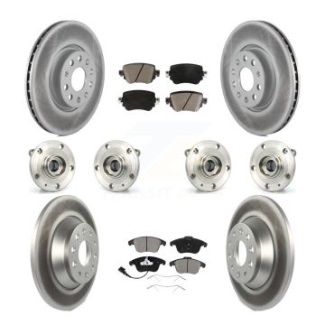 Front Rear Hub Bearings Coated Disc Brake Rotors And Pads Kit (10Pc) For Audi Q3 Quattro KBB-120729