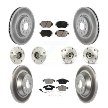 Front Rear Hub Bearing Coated Disc Brake Rotors And Pads Kit (10Pc) For 2016-2018 Audi Q3 KBB-120730