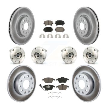 Front Rear Hub Bearings Coated Disc Brake Rotors And Pads Kit (10Pc) For Audi A3 Quattro KBB-120737