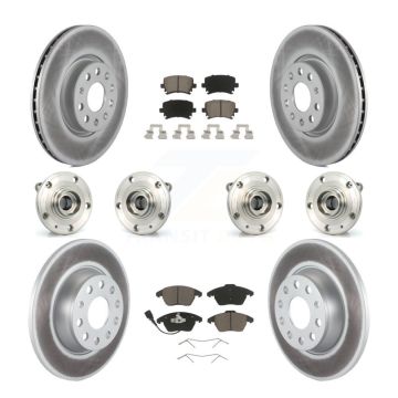 Front Rear Hub Bearings Coated Disc Brake Rotors And Pads Kit (10Pc) For Audi A3 Quattro KBB-120738