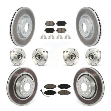 Front Rear Hub Bearing Coated Disc Brake Rotors And Pads Kit (10Pc) For Volkswagen CC AWD KBB-120739