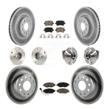 Front Rear Hub Bearings Coated Disc Brake Rotors And Pads Kit (10Pc) For Volkswagen GTI KBB-120745