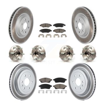 Front Rear Hub Bearing Coated Disc Brake Rotor Pads Kit (10Pc) For Cadillac SRX Saab 9-4X KBB-120746