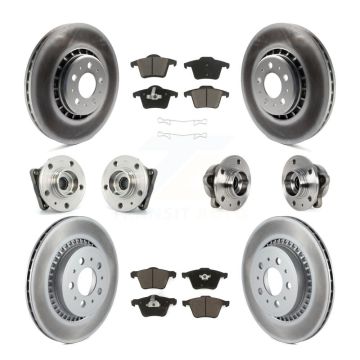 Front Rear Hub Bearing Coated Brake Rotor And Pad Kit (10Pc) For 2008-2014 Volvo XC90 AWD KBB-120747