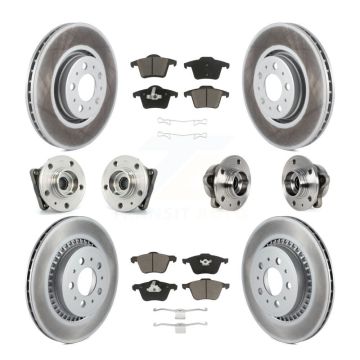 Front Rear Hub Bearing Coated Brake Rotor And Pad Kit (10Pc) For 2008-2014 Volvo XC90 AWD KBB-120748