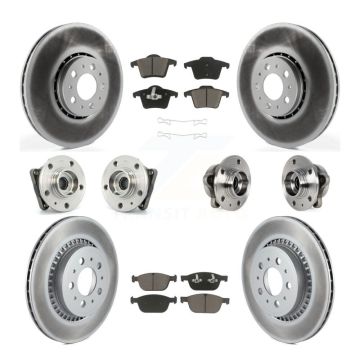 Front Rear Hub Bearing Coated Brake Rotor And Pad Kit (10Pc) For 2008-2014 Volvo XC90 AWD KBB-120749