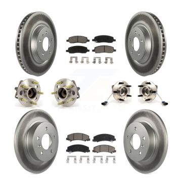 Front Rear Hub Bearing Coated Brake Rotor Pad Kit (10Pc) For 2006-2011 Buick Lucerne 4.6L KBB-120751
