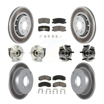 Front Rear Hub Bearing Coated Disc Brake Rotors And Pads Kit (10Pc) For Mitsubishi Lancer KBB-120756