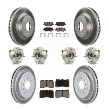 Front Rear Hub Bearing Coated Brake Rotor & Pad Kit (10Pc) For 2013-2015 Cadillac ATS AWD KBB-120757