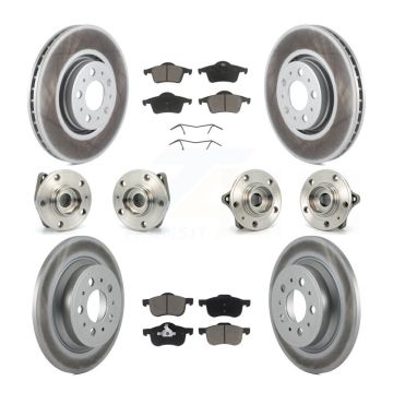 Front Rear Hub Bearing Coated Disc Brake Rotor And Pads Kit (10Pc) For 2008 Volvo S60 AWD KBB-120769