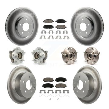 Front Rear Hub Bearings Coated Disc Brake Rotors And Pads Kit (10Pc) For Nissan Sentra KBB-120775