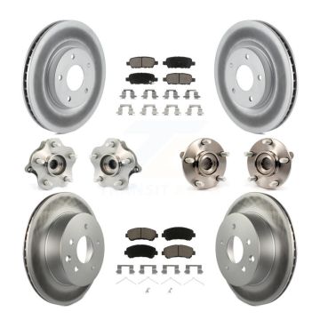 Front Rear Hub Bearing Coated Brake Rotor & Pad Kit (10Pc) For 2008-2013 Nissan Rogue AWD KBB-120777