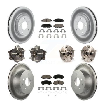Front Rear Hub Bearing Coat Brake Rotor Pads Kit (10Pc) For 14-15 Nissan Rogue Select AWD KBB-120778