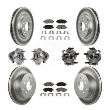 Front Rear Hub Bearing Coated Disc Brake Rotor And Ceramic Pad Kit (10Pc) For Nissan LEAF KBB-120779