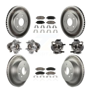 Front Rear Hub Bearing Coated Disc Brake Rotor And Ceramic Pad Kit (10Pc) For Nissan LEAF KBB-120780