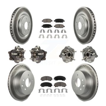 Front Rear Hub Bearings Coated Disc Brake Rotors And Pads Kit (10Pc) For Nissan Rogue KBB-120783