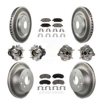 Front Rear Hub Bearings Coated Disc Brake Rotors And Pads Kit (10Pc) For Nissan Rogue KBB-120784